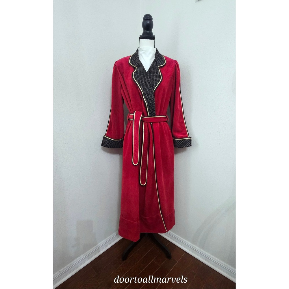 VTG 70s Oscar de la Renta for Swirl Regency Red Gold Robe Dressing Gown sz M?
